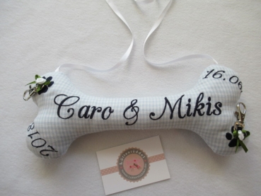 ♥ Ringkissen Knochen Wunschname Stickerei Hochzeit Hochzeitsknochen Just Married I Do