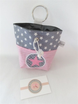 ♥ BUTTON STERN Vichy HUND LECKERLIBEUTEL KOTBEUTEL GÜRTELTASCHE VON LÜTTENTÜDDEL