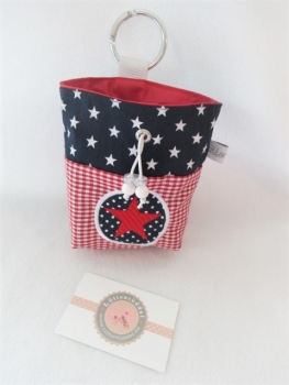 Preview: ♥ BUTTON STERN Vichy HUND LECKERLIBEUTEL KOTBEUTEL GÜRTELTASCHE VON LÜTTENTÜDDEL