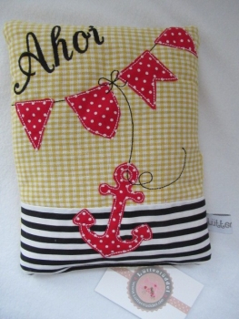 ♥ AHOI Anker Körnerkissen Wärmekissen Dinkel Wunschfarbe Wunschname von Lüttentüddel