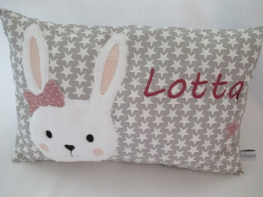 ★ 35x23 cm Kissen ★  Einschulung KITA Sterne Taufe Geburt Hase Mädchen Name ★ von Lüttentüddel ★
