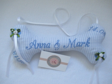 ♥ Ringkissen Knochen Wunschname Stickerei Hochzeit Hochzeitsknochen Just Married I Do