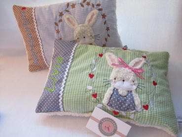 ★ 35x23 cm Kissen Geburt Hase  Mädchen Name ★ von Lüttentüddel