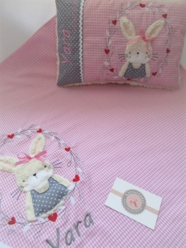 Preview: ★ 35x23 cm Kissen Geburt Hase  Mädchen Name ★ von Lüttentüddel