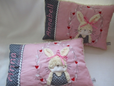 ★ 35x23 cm Kissen Geburt Hase  Mädchen Name ★ von Lüttentüddel