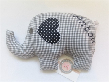 ♥ Baby Elefant  Wunschname Körnerkissen Wärmekissen Dinkel von Lüttentüddel