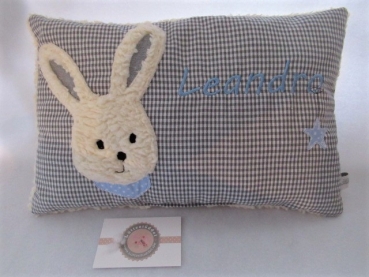 ★ 35x23 cm Kissen Geburt Hase Junge Halstuch Name ★ von Lüttentüddel