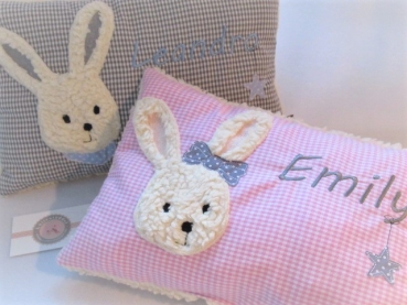Preview: ★ 35x23 cm Kissen Geburt Hase Junge Halstuch Name ★ von Lüttentüddel