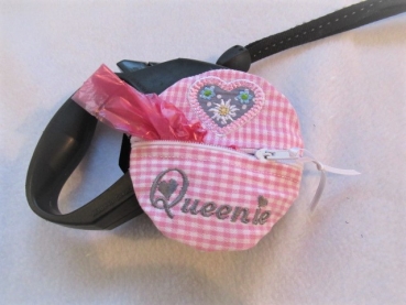 ♥ Wunschname Herz POOP BAG HUND KOTBEUTEL BESTICKT Automatikleine Flexi