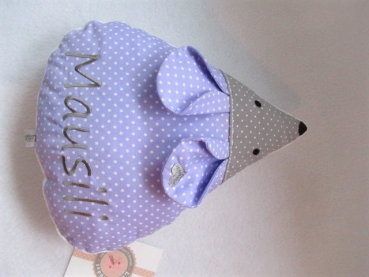 Preview: Zauberhafte Maus kleines Schmusekissen ca. 28x22 Name Taufe Geburt Geschenk Einschulung Reisekissen von Lüttentüddel