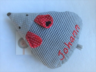Preview: Zauberhafte Maus kleines Schmusekissen ca. 28x22 Name Taufe Geburt Geschenk Einschulung Reisekissen von Lüttentüddel