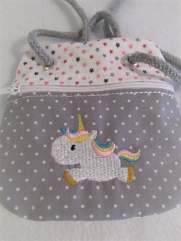 Preview: ★ Brustbeutel Einhorn Name ★ kleine Tasche Einschulung Kita Schule Badeanstalt Bus von Lüttentüddel