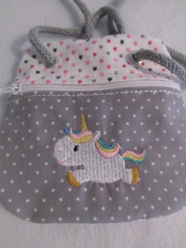 Preview: ★ Brustbeutel Einhorn Name ★ kleine Tasche Einschulung Kita Schule Badeanstalt Bus von Lüttentüddel