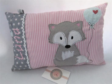 ★ ca. 35x25 cm Kissen Fuchs Wunschname Geburt Taufe Einschulung Reisekissen  ★ von Lüttentüddel