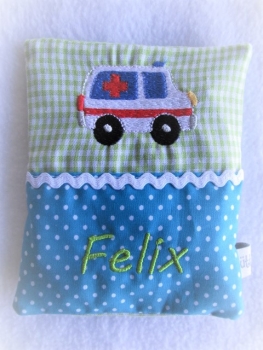 ♥ Krankenwagen Beulentröster inkl. Kühlpad Wunschname Geburt Taufe Einschulung  KITA ★ Lüttentüddel®