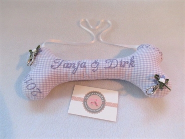 ♥ Ringkissen Knochen Wunschname Stickerei Hochzeit Hochzeitsknochen Just Married I Do Lüttentüddel
