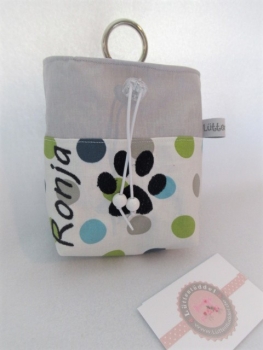 Preview: ♥ SEHR EDEL  BUNTE DOTS PFOTE HUND LECKERLIBEUTEL KOTBEUTEL GÜRTELTASCHE VON LÜTTENTÜDDEL