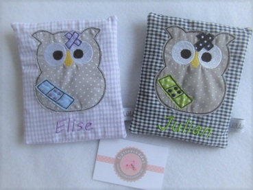 ♥ kleine Eule Beulentröster inkl. Kühl/Wärmepad Wunschname Geburt Taufe Einschulung  ★ von Lüttentüddel®