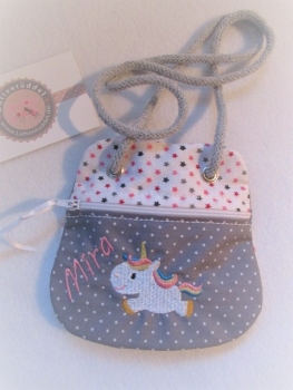 ★ Brustbeutel Einhorn Name ★ kleine Tasche Einschulung Kita Schule Badeanstalt Bus von Lüttentüddel