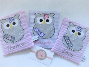 ♥ kleine Eule Beulentröster inkl. Kühlpad Wunschname Geburt Taufe Einschulung  KITA ★ von Lüttentüddel®