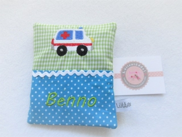 ♥ Krankenwagen Beulentröster inkl. Kühlpad Wunschname Geburt Taufe Einschulung  KITA ★ Lüttentüddel®