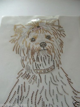 Preview: zauberhafter Yorkshire Terrier Yorkie Strass Hotfix Bügelbild