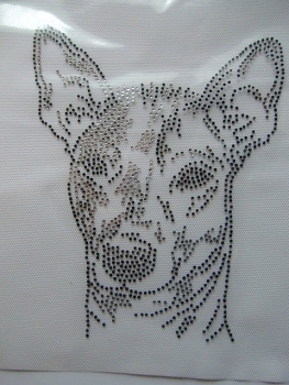 Chinesischer Schopfhund, Nackthund Hund Strass Hotfix Hotglue Bügelbild Bügelmotiv