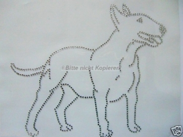PITBULL Bullterrier Hund Strass HOTFIX Bügelbild EDEL