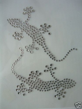 Echse Gecko Salamander Strass Hotfix Hotglue Bügelbild Shirt Hose Jacke Tasche