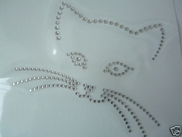 Hotfix Hotglue Katze Strass Bügeln Bügelbild Motiv zauberhaft!