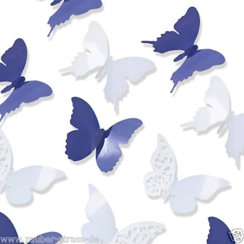 12 tlg Schmetterling Set Schmetterlinge Wanddeko Lila Weiss 3D Effekt