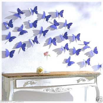 Preview: 6 tlg Schmetterling Set Schmetterlinge Wanddeko Lila