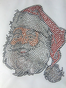 großer Nikolaus Weihnachtsmann Kopf Strass Hotfix Bügelbild