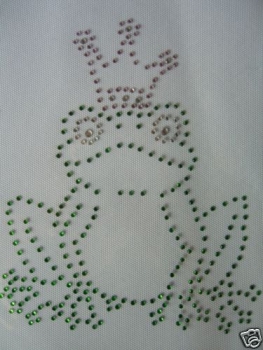 zauberhafter Frosch König Bügelbild Strass Hotfix Hotglue Strass