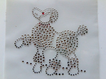Pudel Hund Strass Bügelbild Hotfix Hotglue Hundeschule