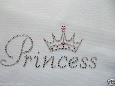 Princess Schriftzug Strass Hotglue Hotfix Bügelbild