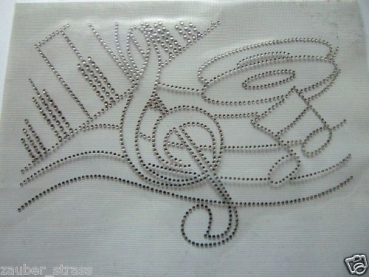 Noten Musik Disco Tanzen Strass Hotglue Hotfix Bügelbild für Shirts Jacke etc.