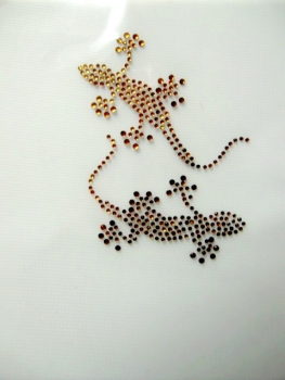 Echse Gecko Braun Salamander Strass Hotfix Hotglue Bügelbild Shirt Hose Jacke Tasche
