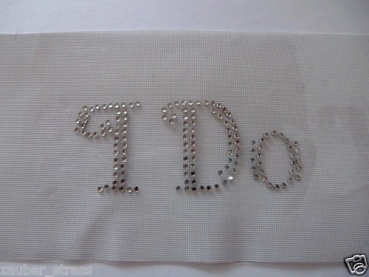 ♥ I DO Bügelbild Strass Hotfix Hochzeit Hochzeitskleid Brauttasche  Schleier