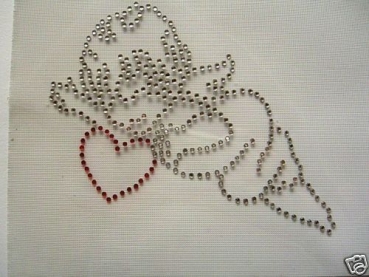 Angel Amor Herz Strass Hotglue Hotfix Bügelbild