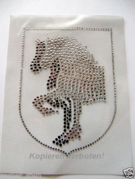 Friesen Pferd Pferde Black Diamond Klar HOTFIX Bügelbild Strass Wappen