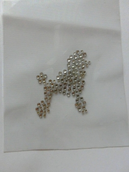 süßer Pudel Hund Bügelbild STRASS Hotfix Hundehalsband Hundeleine Shirt