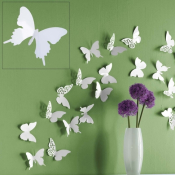 Preview: 12 tlg Schmetterling Set Schmetterlinge Wanddeko weiß