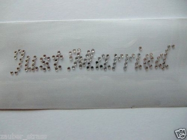Just Married Hochzeit Schriftzug Strass Hotglue Hotfix Bügelbild