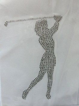 Golf Golferin  Hotfix Hotglue Bügelbild Strass Sporttasche  Shirt Tasche Zauberstrass