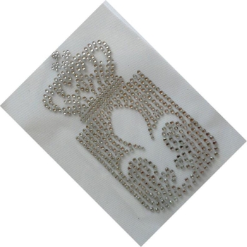 Preview: ♥ Fleur Krone Wappen Strass Hotfix Bügelbild Shirt Schabracke Abschwitzdecke Top