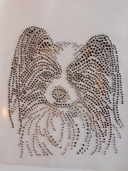 Papillon Hund Strass Hotfix Hotglue Bügelbild Bügelmotiv