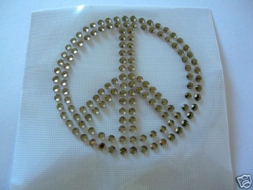Peace Zeichen Black Diamond Strass Hotfix Hotglue Bügelbild
