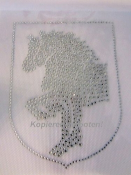Friesen Pferd Pferde Black und Klar HOTFIX Bügelbild Strass Wappen