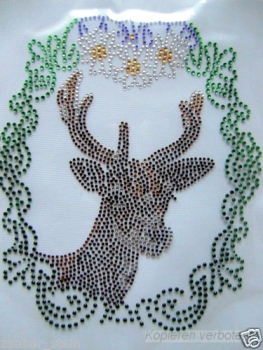 zauberhaftes Reh mit Edelweiss Strass Hotfix Bügelbild Zauberstrass